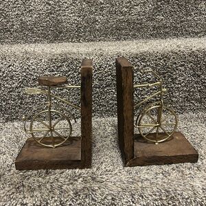 Wooden Bicycle Bookends